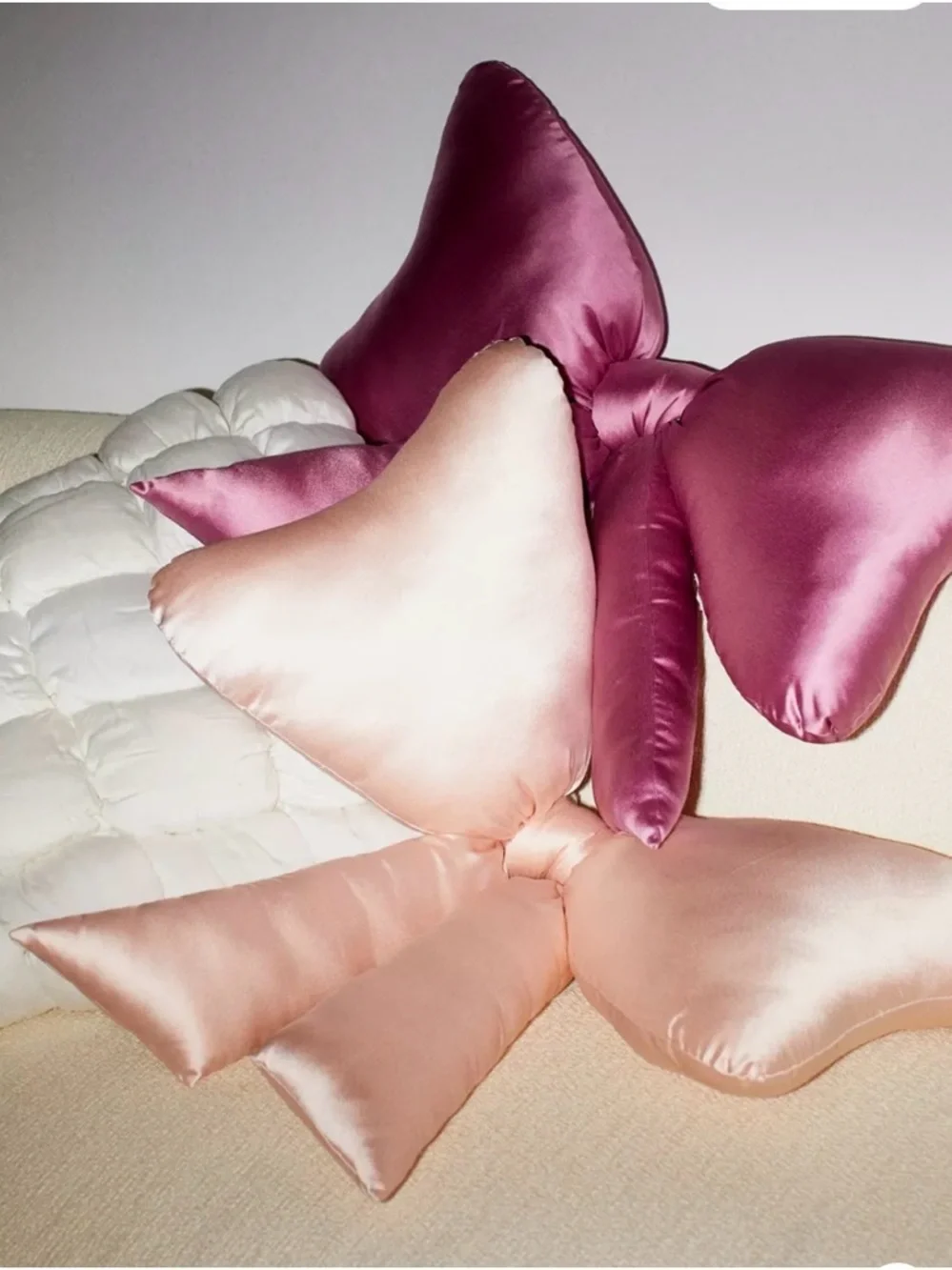 Urban outfitters Big Bow Satin Throw Pillow in ballet slipper